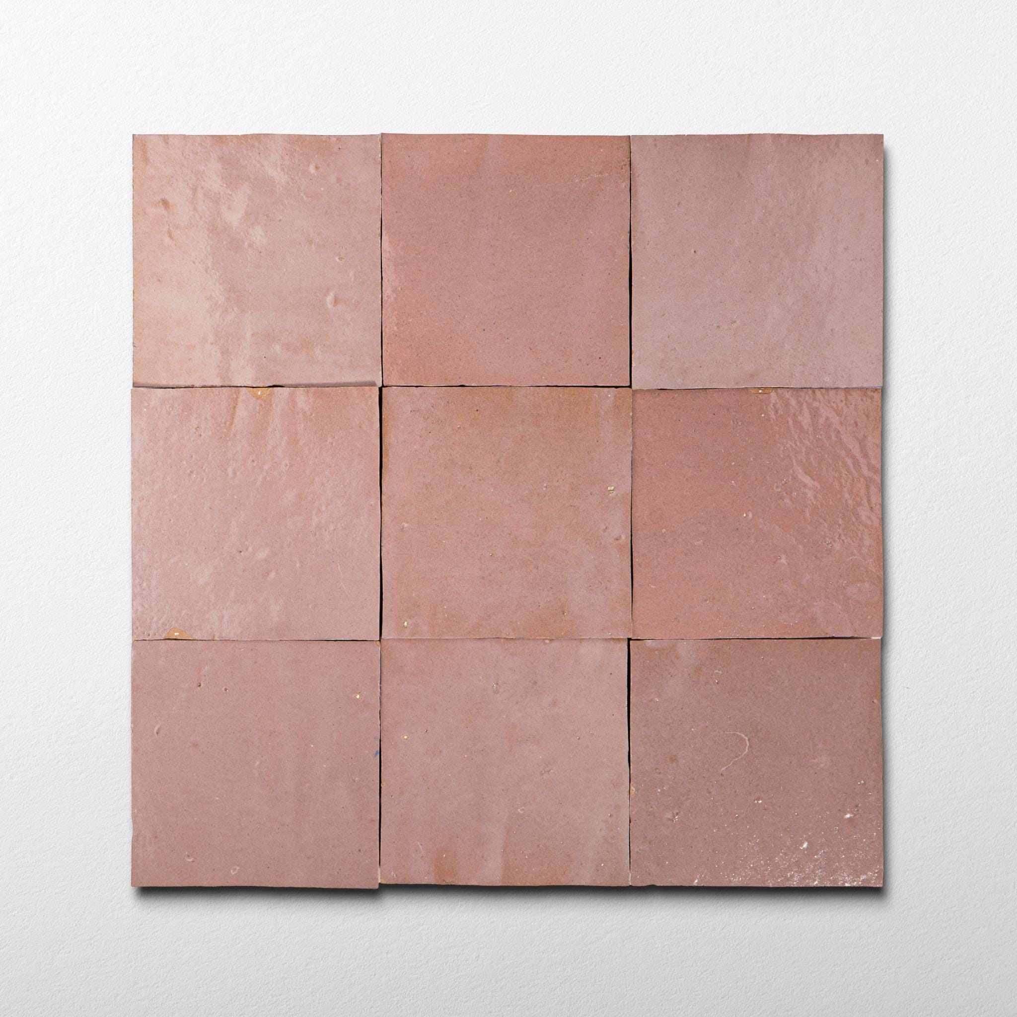 Handmade Moroccan Zellige 4x4 Blush Pink Terracotta Tile - Sample