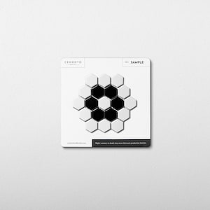 Metro Hex Glossy White with Black Flower Porcelain Mosaic Tile - (This is sample size 4x5")