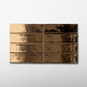 Handmade 2x10 Gold Glossy Undulated Subway Tile - Sample