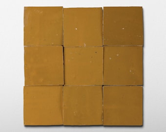 Handmade Moroccan Zellige 4x4 Citron Yellow Terracotta Tile - Sample