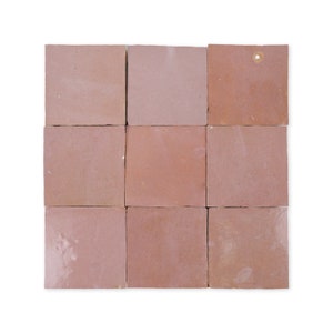 Handmade Moroccan Zellige 4x4 Blush Pink Terracotta Tile - Sample