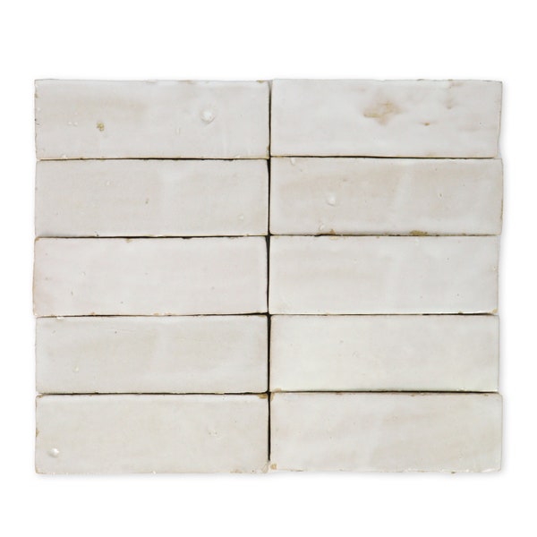 Handmade Moroccan Zellige 2x6 Off White Terracotta Tile - Sample