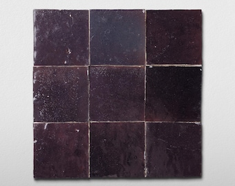 Handmade Moroccan Zellige 4x4 Eggplant Purple Terracotta Tile