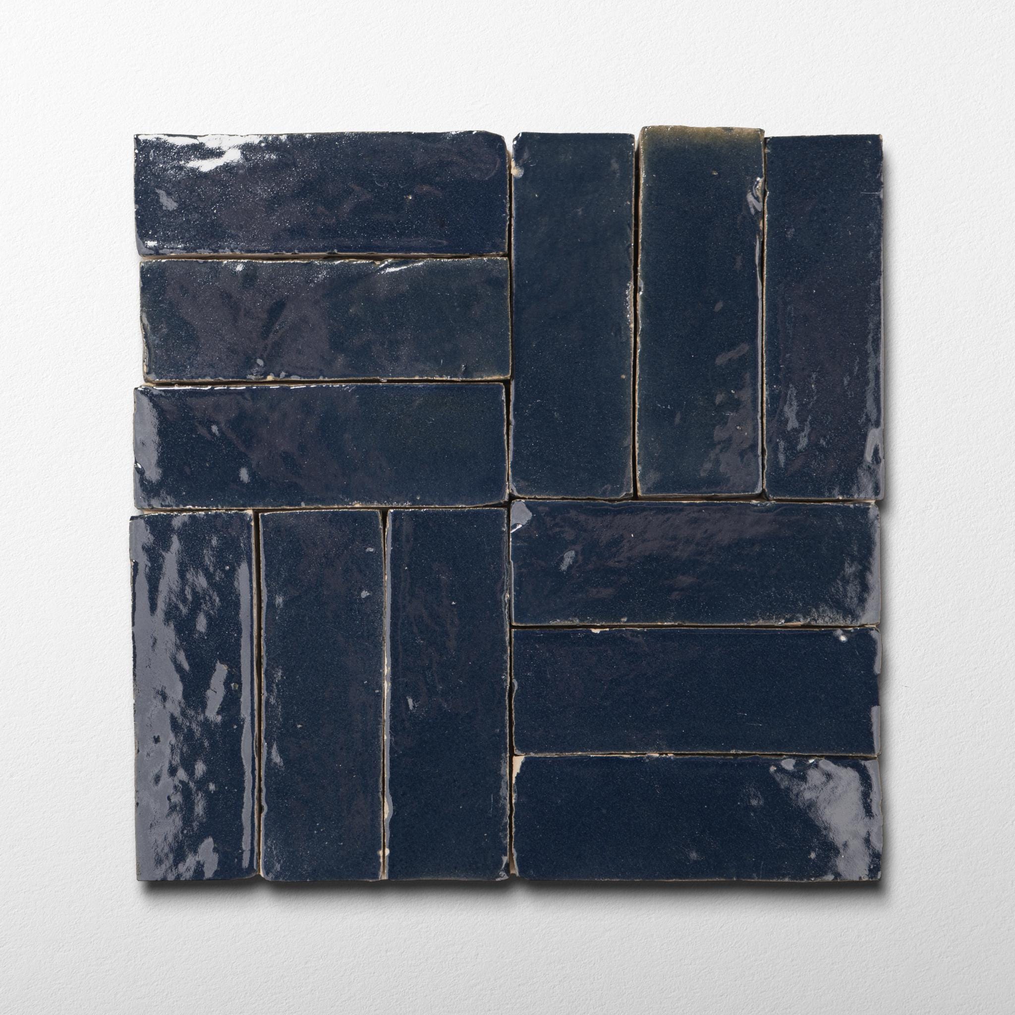 Handmade Moroccan Zellige 2x6 Amalfi Blue Bejmat Terracotta Tile