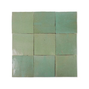 Handmade Moroccan Zellige 4x4 Asparagus Green Terracotta Tile - Sample