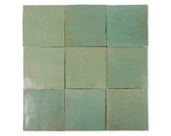 Handmade Moroccan Zellige 4x4 Asparagus Green Terracotta Tile - Sample