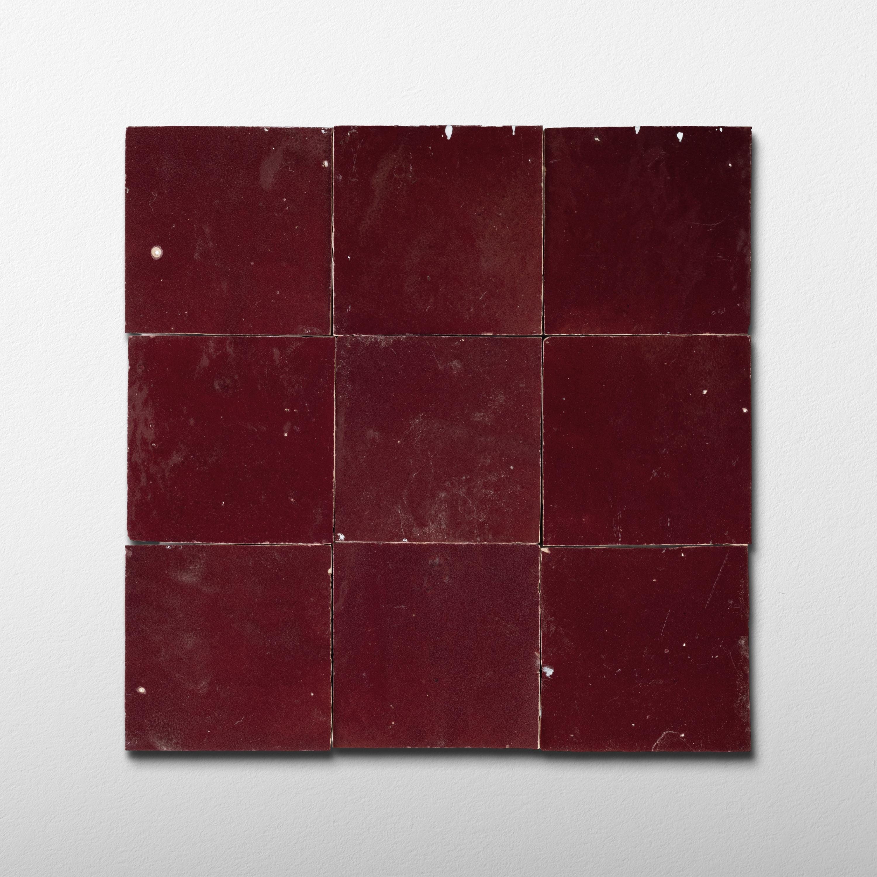 Handmade Moroccan Zellige 4x4 Cabernet Red Terracotta Tile