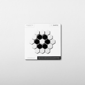 Metro Hex Matte White with Black Flower Porcelain Mosaic Tile - (This is sample size 4x5")