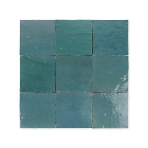 Handmade Moroccan Zellige 4x4 Aquamarine Green Terracotta Tile - Sample