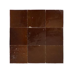 Handmade Moroccan Zellige 4x4 Chocolate Brown Terracotta Tile - Sample