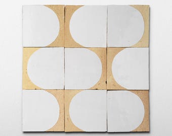 Chiseled 4x4 Half-Moon Snow White Zellige Tile - Sample