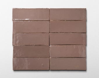 Moroccan Zellige 2x6 Latte Terracotta Tile - Sample