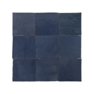 Handmade Moroccan Zellige 4x4 Indigo Blue Terracotta Tile - Sample