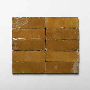 Handmade Moroccan Zellige 2x6 Cognac Brown Bejmat Terracotta Tile - Sample