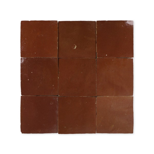 Handmade Moroccan Zellige 4x4 Chestnut Red Terracotta Tile - Sample