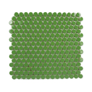 Kermit Green Glossy Penny Round Mosaic - Box