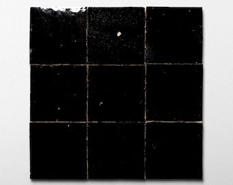 Handmade Moroccan Zellige 4x4 Black Terracotta Tile - Sample