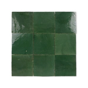 Handmade Moroccan Zellige 4x4 Emerald Green Terracotta Tile - Sample