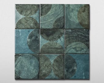 Moonlit Circular Agate Green Porcelain Tile - Sample