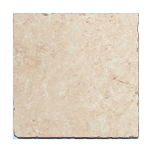 Travertine Tumbled Ivory 8x8 Porcelain Tile (4x4 size sample)