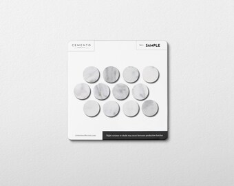 Penny Round 1" Bianco Carrara Marble Honed Mosaic Tile - 5x5 Swatch Size Sample