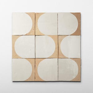 Chiseled 4x4 Half-Moon Off White Zellige Tile - Sample