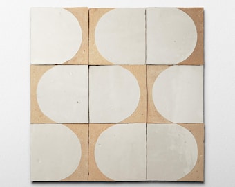 Chiseled 4x4 Half-Moon Off White Zellige Tile - Sample