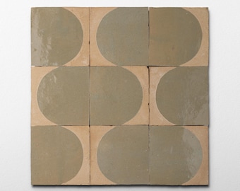 Chiseled 4x4 Half-Moon Earth Zellige Tile - Sample