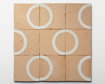 Chiseled 4x4 Circular Off White Zellige Tile - Sample