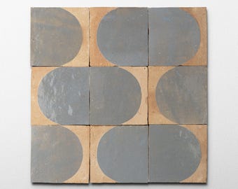 Chiseled 4x4 Half-Moon Pewter Grey Zellige Tile - Sample