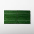 Handmade 2x8 Emerald Green Glossy Undulated Subway Tile - Sample