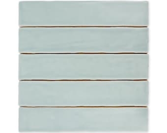 Handmade 2x10 Mint Green Matte Undulated Subway Tile - Sample