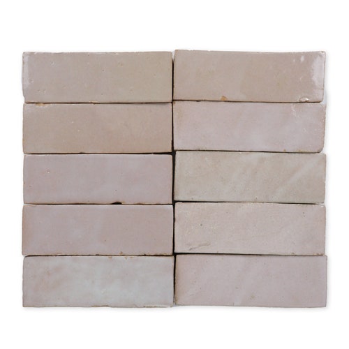 Handmade Moroccan Zellige 2x6 Powder Pink Terracotta Tile