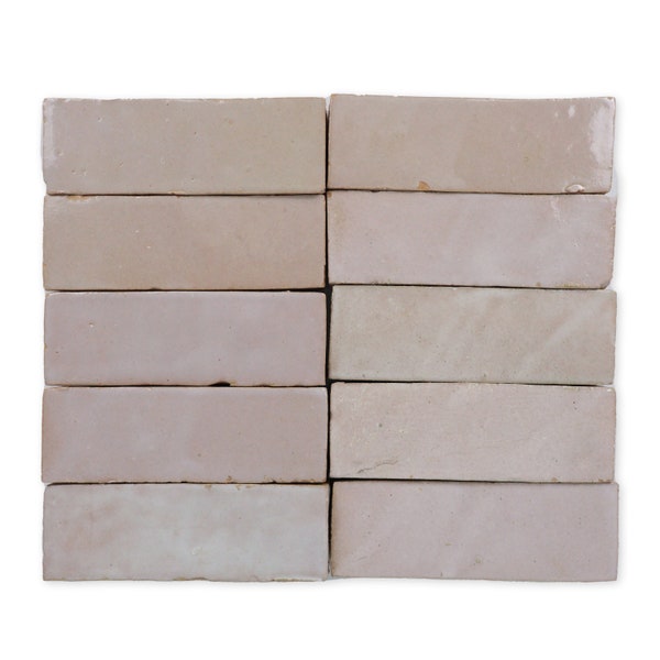 Handmade Moroccan Zellige 2x6 Powder Pink Terracotta Tile