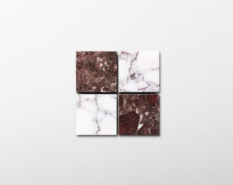 Checker 2x2 Mosaic | Rosso Levanto & Breccia Viola Marble - Sample