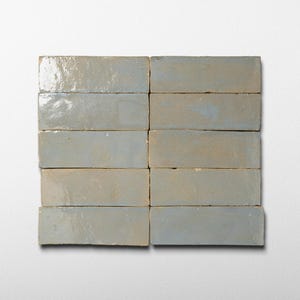 Handmade Moroccan Zellige 2x6 Pewter Grey Bejmat Terracotta Tile - Sample