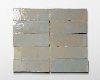 Handmade Moroccan Zellige 2x6 Pewter Grey Bejmat Terracotta Tile - Sample