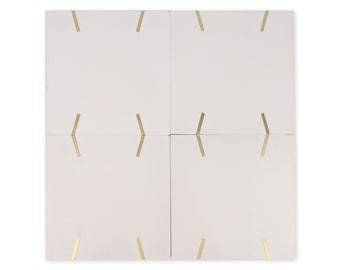 Stitch White Cement Tile with Brass Inlay - Sample