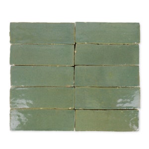 Handmade Moroccan Zellige 2x6 Moss Green Terracotta Tile - Sample