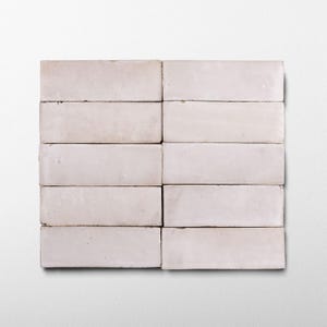 Handmade Moroccan Zellige 2x6 Ecru White Terracotta Tile - Sample