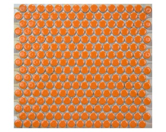 Tangerine Glossy Penny Round Mosaic Tile - Lot of 79.2 Sq ft