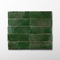 Handmade Moroccan Zellige 2x6 Emerald Green Bejmat Terracotta Tile - Sample