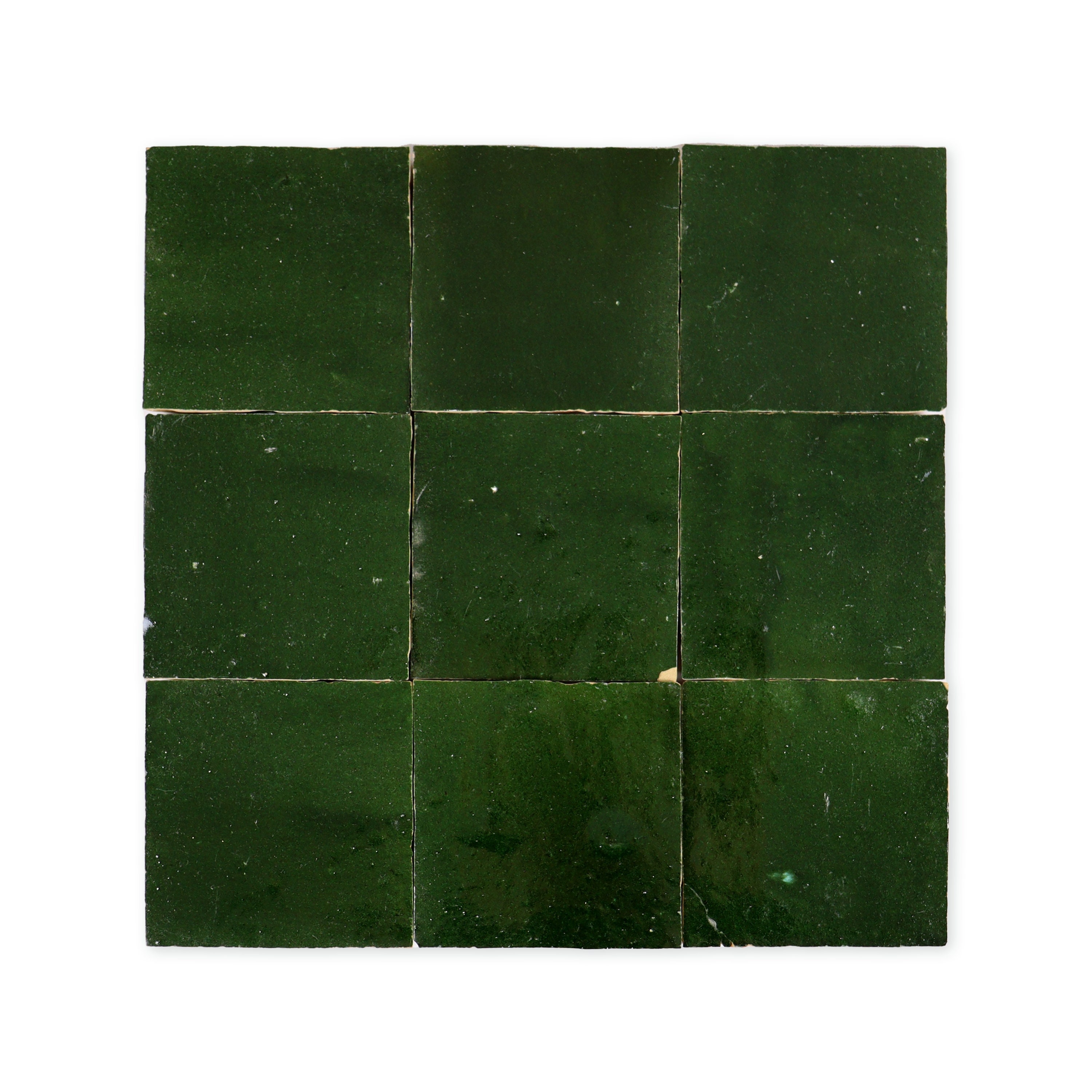 Handmade Moroccan Zellige 4x4 Forest Green Terracotta Tile - Sample