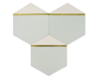 Pocket Square Ombre Green Hexagon Cement Tile with Brass Inlay - Sample