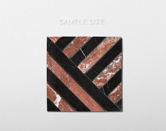 Horizon Rojo Alicante and Nero Marquina Marble Polished Mosaic Tile - Sample