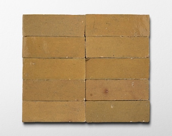 Handmade Moroccan Zellige 2x6 Khaki Bejmat Terracotta Tile - Sample