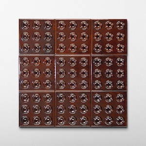 Bubble 4x4 Square Saffron Red Ceramic Tile - Sample