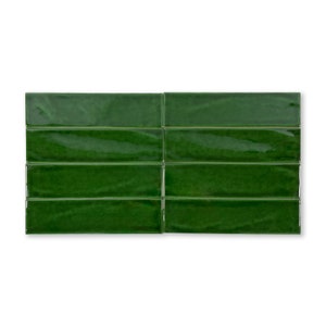 Handmade 2x8 Emerald Green Glossy Undulated Subway Tile - Sample