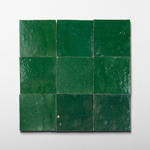 Handmade Moroccan Zellige 4x4 Emerald Green Terracotta Tile - Sample