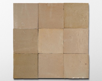 Handmade Moroccan Zellige 4x4 Tan Terracotta Tile - Sample